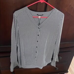T Tahari Monochrome Striped Blouse